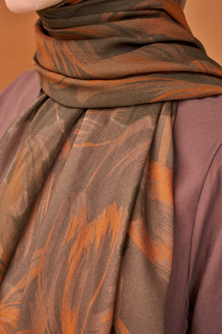 Riva Şal Tencel Bloom Kahverengi - Riva Şal - | Silk Home