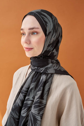 Riva Şal Tencel Bloom Koyu Gri - Riva Şal - | Silk Home