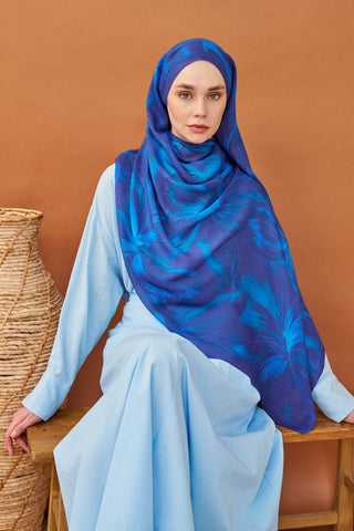 Riva Şal Tencel Bloom Koyu Mavi - Riva Şal - | Silk Home