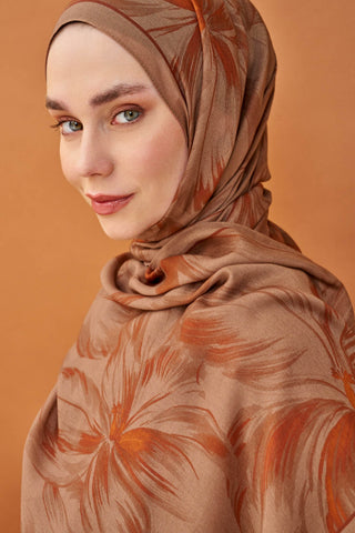 Riva Şal Tencel Bloom Mocha Mousse - Riva Şal - | Silk Home