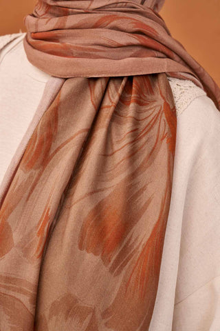 Riva Şal Tencel Bloom Mocha Mousse - Riva Şal - | Silk Home