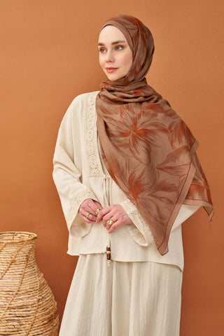 Riva Şal Tencel Bloom Mocha Mousse - Riva Şal - | Silk Home