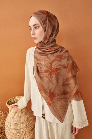 Riva Şal Tencel Bloom Mocha Mousse - Riva Şal - | Silk Home