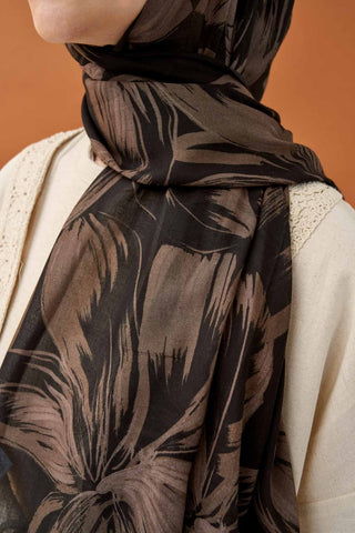 Riva Şal Tencel Bloom Siyah - Riva Şal - | Silk Home