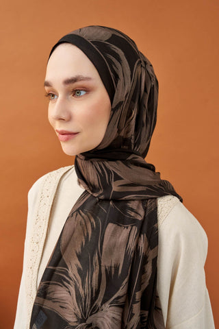 Riva Şal Tencel Bloom Siyah - Riva Şal - | Silk Home