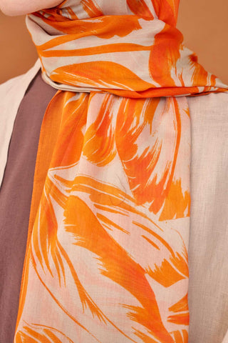 Riva Şal Tencel Bloom Turuncu - Riva Şal - | Silk Home