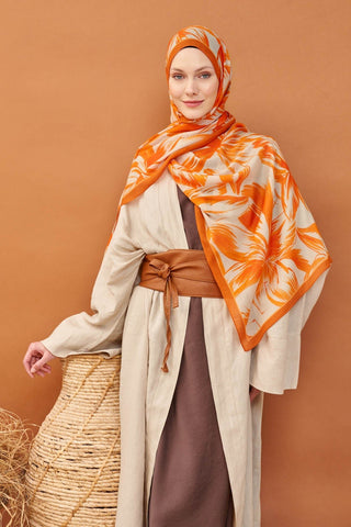 Riva Şal Tencel Bloom Turuncu - Riva Şal - | Silk Home