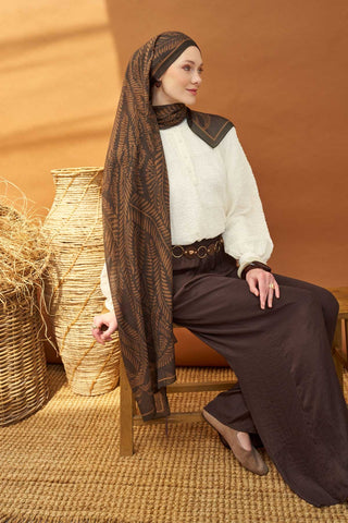 Riva Şal Tencel Boston Fern Acı Kahve - Riva Şal - | Silk Home
