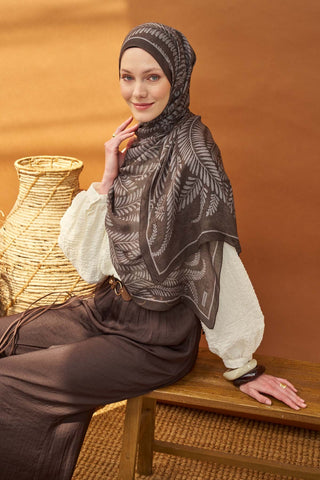 Riva Şal Tencel Boston Fern Antrasit - Riva Şal - | Silk Home