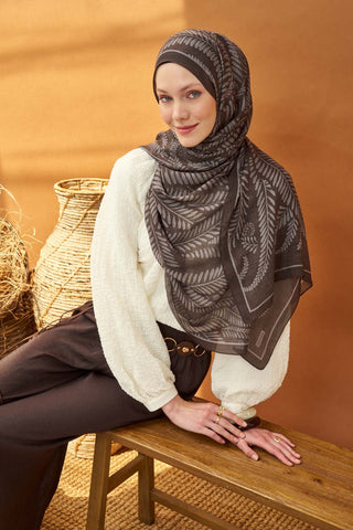 Riva Şal Tencel Boston Fern Antrasit - Riva Şal - | Silk Home