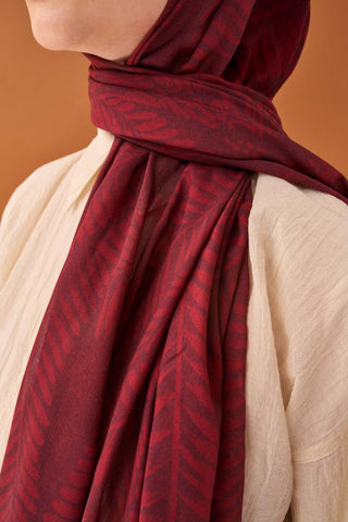 Riva Şal Tencel Boston Fern Bordo - Riva Şal - | Silk Home