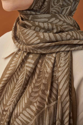 Riva Şal Tencel Boston Fern Kahverengi - Riva Şal - | Silk Home