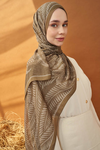 Riva Şal Tencel Boston Fern Kahverengi - Riva Şal - | Silk Home