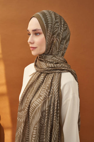 Riva Şal Tencel Boston Fern Kahverengi - Riva Şal - | Silk Home