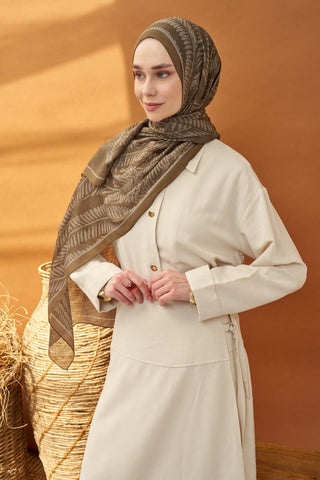 Riva Şal Tencel Boston Fern Kahverengi - Riva Şal - | Silk Home