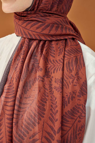 Riva Şal Tencel Boston Fern Koyu Kiremit - Riva Şal - | Silk Home
