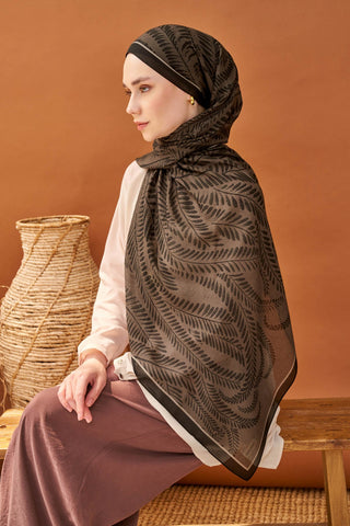 Riva Şal Tencel Boston Fern Koyu Vizon - Riva Şal - | Silk Home