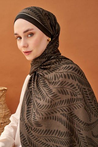 Riva Şal Tencel Boston Fern Koyu Vizon - Riva Şal - | Silk Home