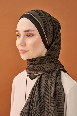Riva Şal Tencel Boston Fern Koyu Vizon - Riva Şal - | Silk Home