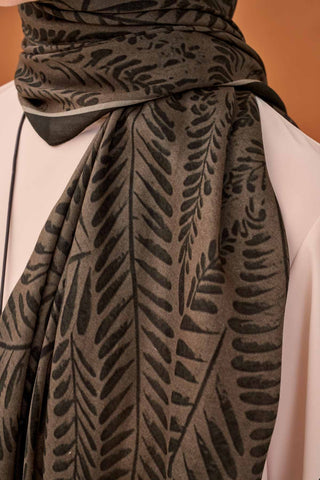 Riva Şal Tencel Boston Fern Koyu Vizon - Riva Şal - | Silk Home