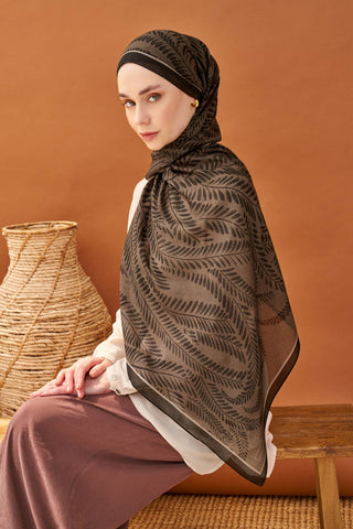Riva Şal Tencel Boston Fern Koyu Vizon - Riva Şal - | Silk Home
