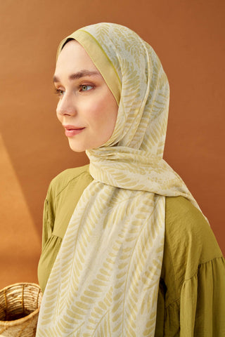 Riva Şal Tencel Boston Fern Krem - Riva Şal - | Silk Home