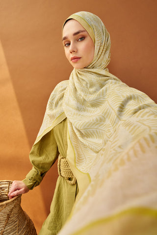 Riva Şal Tencel Boston Fern Krem - Riva Şal - | Silk Home