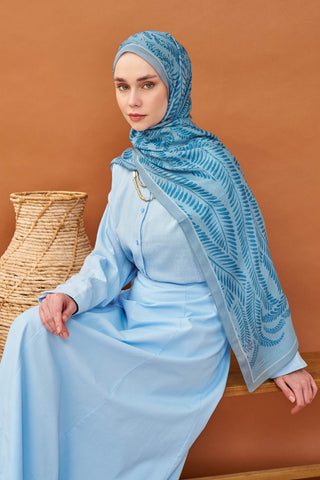 Riva Şal Tencel Boston Fern Mavi - Riva Şal - | Silk Home