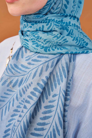 Riva Şal Tencel Boston Fern Mavi - Riva Şal - | Silk Home