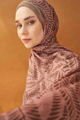 Riva Şal Tencel Boston Fern Pudra Vizon - Riva Şal - | Silk Home