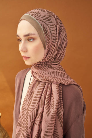 Riva Şal Tencel Boston Fern Pudra Vizon - Riva Şal - | Silk Home