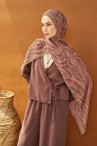 Riva Şal Tencel Boston Fern Pudra Vizon - Riva Şal - | Silk Home