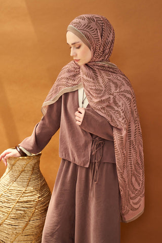 Riva Şal Tencel Boston Fern Pudra Vizon - Riva Şal - | Silk Home