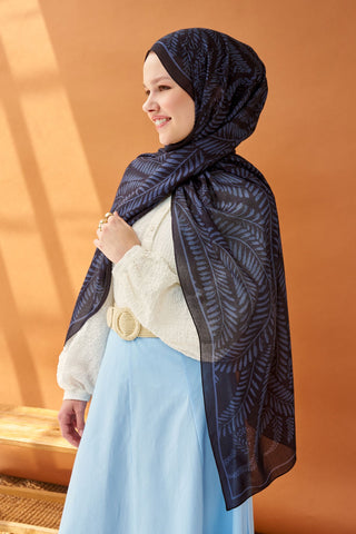 Riva Şal Tencel Boston Fern Siyah - Riva Şal - | Silk Home