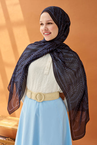 Riva Şal Tencel Boston Fern Siyah - Riva Şal - | Silk Home