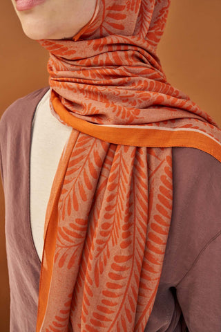 Riva Şal Tencel Boston Fern Turuncu - Riva Şal - | Silk Home
