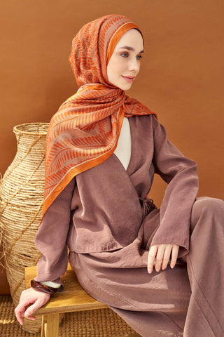 Riva Şal Tencel Boston Fern Turuncu - Riva Şal - | Silk Home