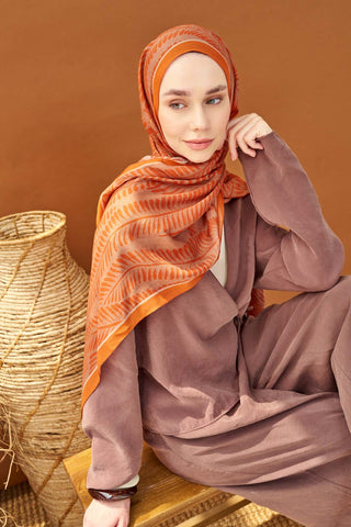 Riva Şal Tencel Boston Fern Turuncu - Riva Şal - | Silk Home