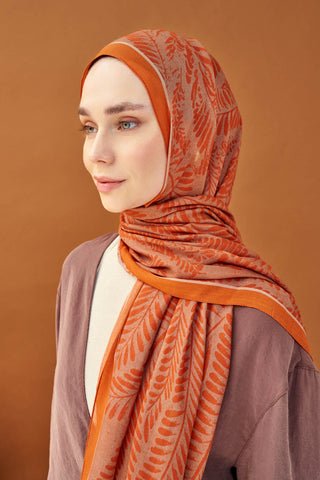 Riva Şal Tencel Boston Fern Turuncu - Riva Şal - | Silk Home