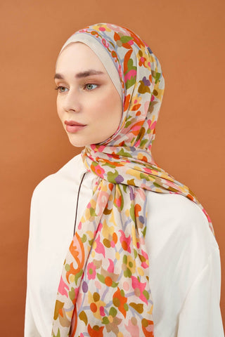 Riva Şal Tencel Botanical Floral Kırık Beyaz - Riva Şal - | Silk Home