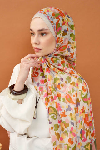 Riva Şal Tencel Botanical Floral Kırık Beyaz - Riva Şal - | Silk Home