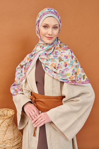 Riva Şal Tencel Botanical Floral Lila - Riva Şal - | Silk Home