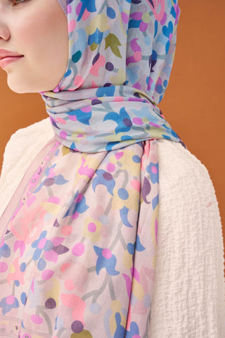 Riva Şal Tencel Botanical Floral Pudra - Riva Şal - | Silk Home