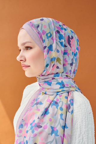 Riva Şal Tencel Botanical Floral Pudra - Riva Şal - | Silk Home