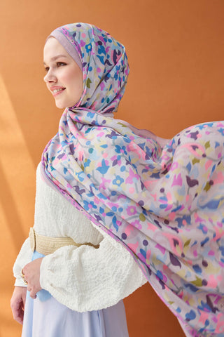Riva Şal Tencel Botanical Floral Pudra - Riva Şal - | Silk Home