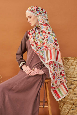 Riva Şal Tencel Botanical Floral Taş - Riva Şal - | Silk Home