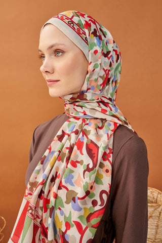 Riva Şal Tencel Botanical Floral Taş - Riva Şal - | Silk Home