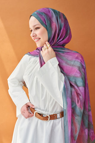 Riva Şal Tencel Cloud Fuşya - Riva Şal - | Silk Home