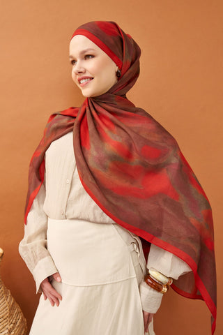 Riva Şal Tencel Cloud Kırmızı - Riva Şal - | Silk Home