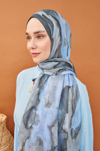 Riva Şal Tencel Cloud Mavi Gri - Riva Şal - | Silk Home